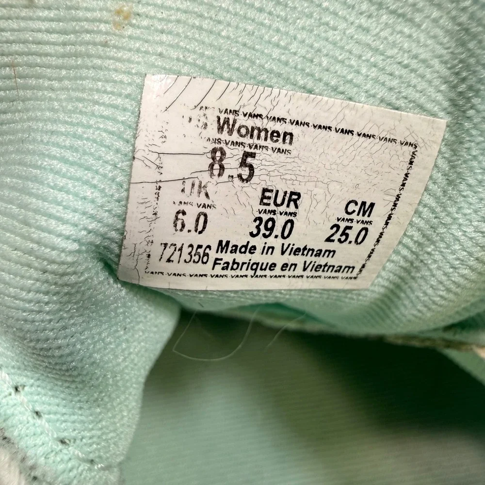Vans Authentic Off The Wall Logo Print Mint Green Sneakers Womens 8.5